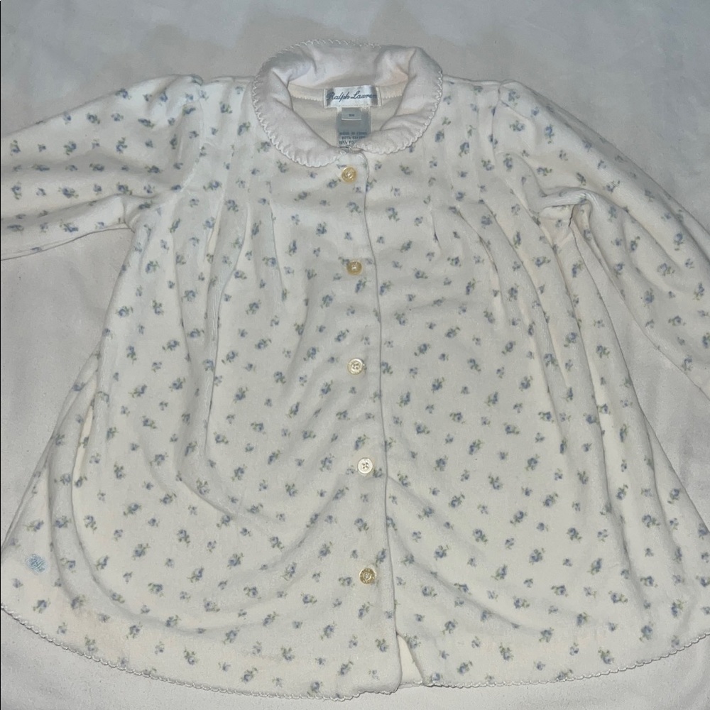 Ralph Lauren White Floral Button-Up Baby Jacket Size 9M